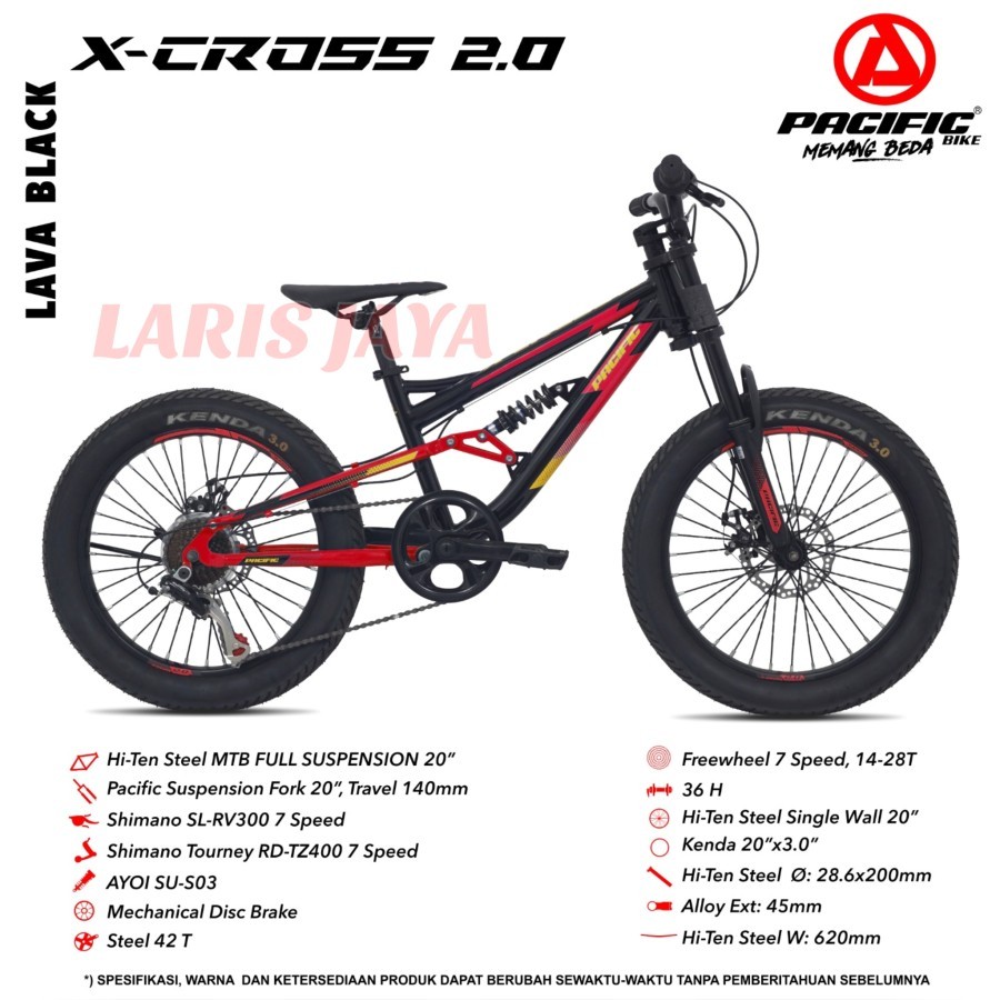 [ BONUS BELL ] SEPEDA MTB PACIFIC X CROSS 2.0 SEPEDA GUNUNG 20 INCH PACIFIC FULL SUSPENSION MTB 20 I