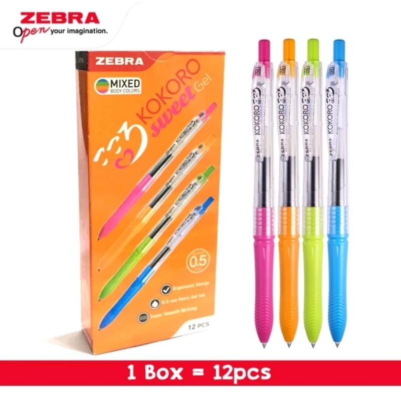 

Zebra Kokoro sweet gel 0,5 mm tinta hitam casing warna