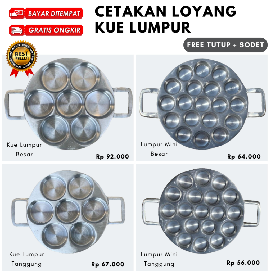 TEBAL 1SET Cetakan Kue Martabak Mini Lumpur Apem Bika Ambon Wingko Cilor Loyang Kue Lumpur