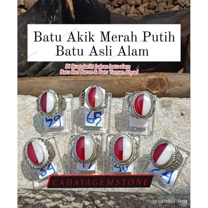 CINCIN BATU AKIK MERAH PUTIH | MERAH PUTIH BATU AKIK NATURAL ASLI ALAM
