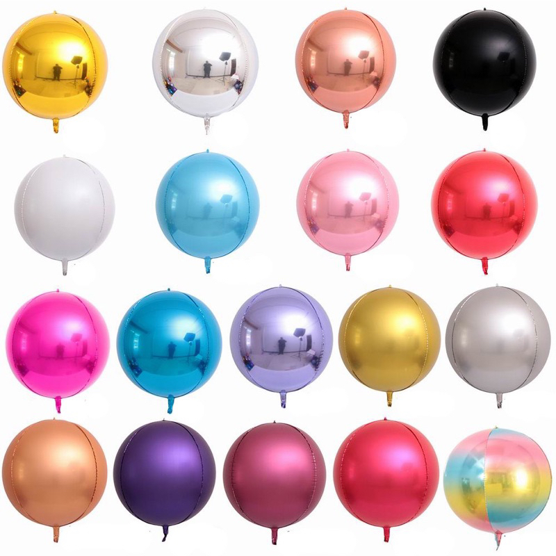 Balon foil 4d orbz 22 inch inci bulat polos bundar round balloon baloon hiasan dekorasi pesta ulang 