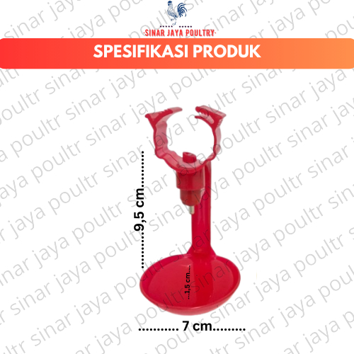 NIPPLE DRIP CUP MANGKOK BULAT RED / NEPEL / NIPLE MINUM AYAM
