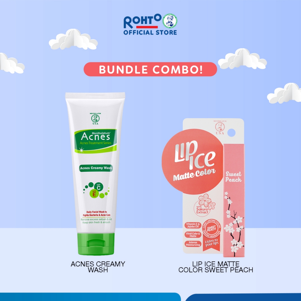 Paket Bundling Acnes Creamy Wash + Lip Ice Matte Color