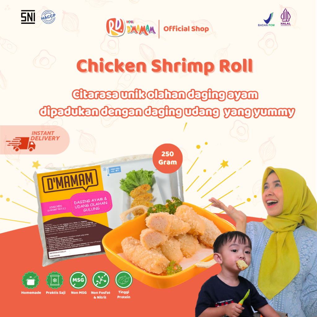 

D'MAMAM Chicken Shrimp Roll 250g Bento Frozen Anak MPASI Homemade Olahan Seafood BPOM HALAL