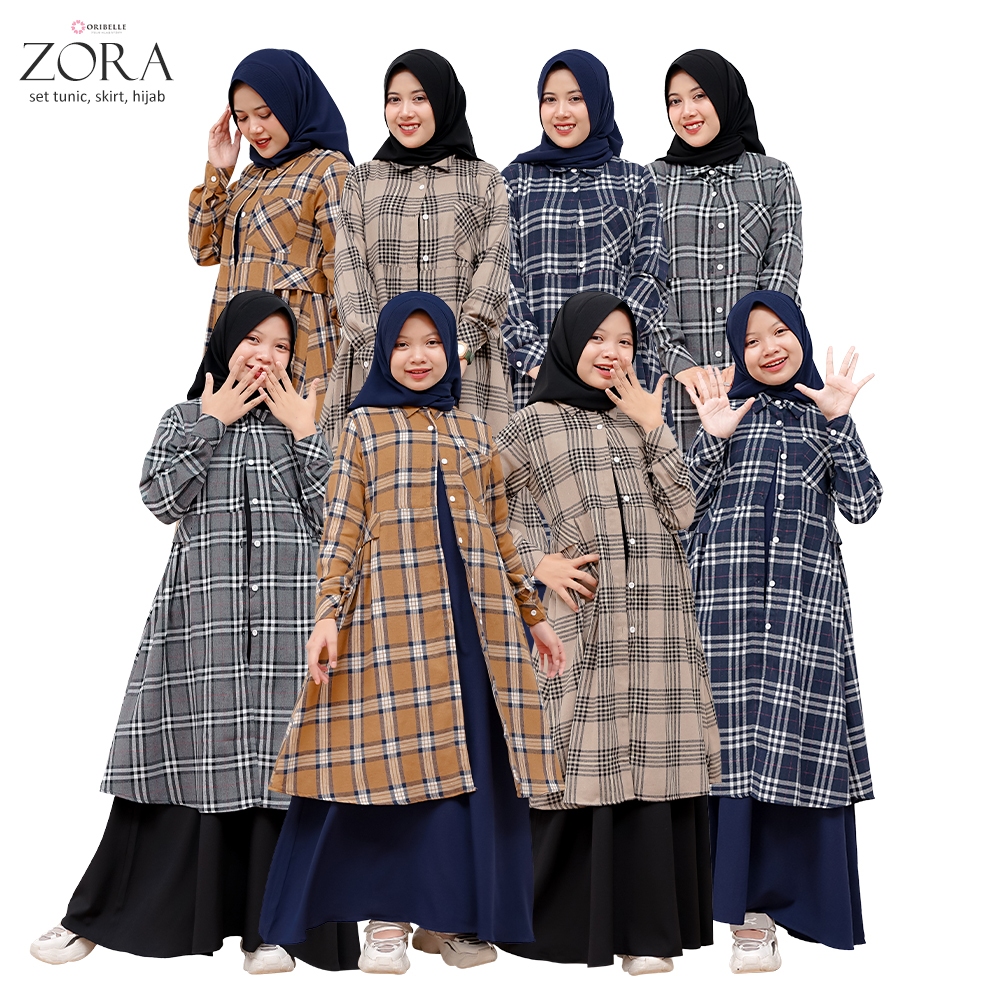 Zora by Oribelle Setelan Long Tunik Flanel Anak Perempuan Tanggung Couple