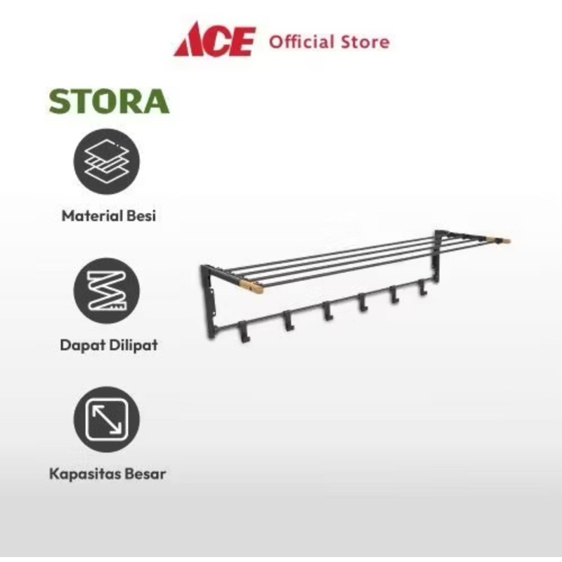 Ace Stora Jemuran Baju Dinding Tempat Jemur Baju Drying Rack Gantungan Laundry Perlengkapan Rumah Ta