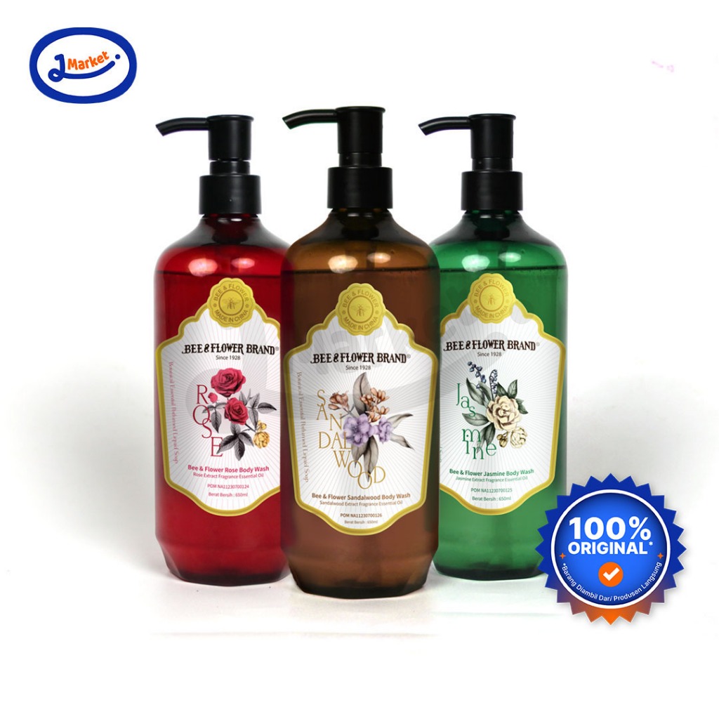 Bee Flower Sabun Tawon Cair 650ml - Sabun Mandi Cair Import Original - Cendana Rose Jasmine