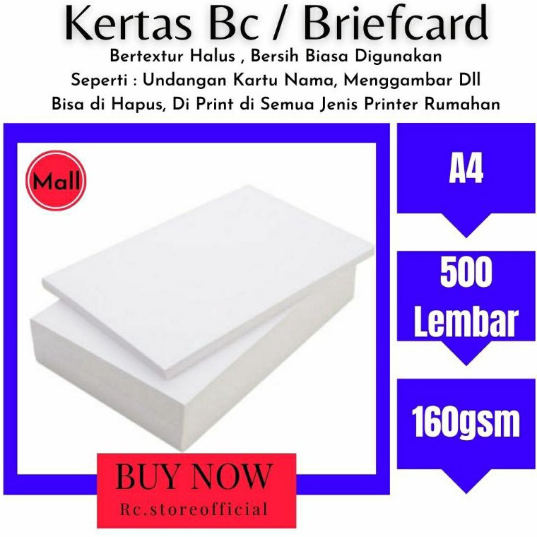 

KODE PRODUK KWG798537 5 Lembar A4 hight quality Kertas Bc Briefcard 16gsm putih