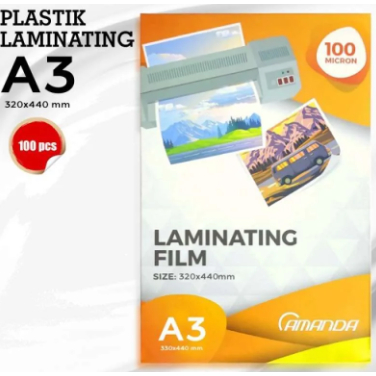 

Plastik Laminating A3 Amanda (100 Micron) Size 320 X 440mm/Plastik Press A3