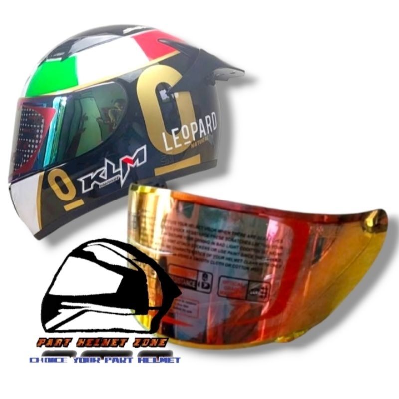 (HNDRC) Kaca Flat Visor helm KLM fullface RC7 Leopard