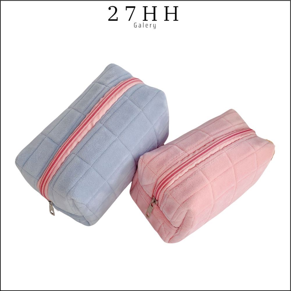 

27HH POUCH KOSMETIK LUCU WARNA MACAROON KOTAK PENSIL SLETING VELVET AESTHETIC