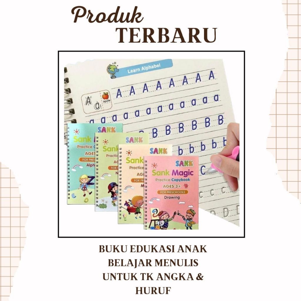 

Set Sank Magic Practice Book / Buku Latihan Belajar Menulis PAUD Preschool