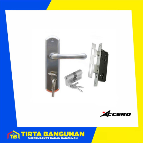 ACCERO EVOMAB HANDLE PINTU SET 06136 SN/CP GAGANG PINTU SET UKURAN MEDIUM