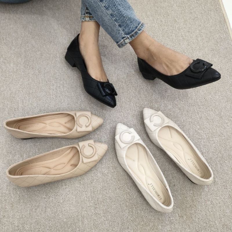 Simoncelli Sepatu Tumit Tahu 1,5 Cm | Sepatu Heels Kerja Wanita | Pansus Simpel Import 8266-A2