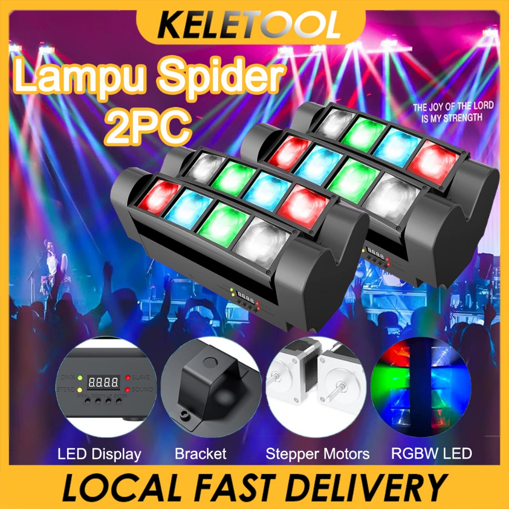 Keletool 40W LED lampu spider Lampu Sorot Panggung Putar Laser Mini Spider Moving Head sensor suara
