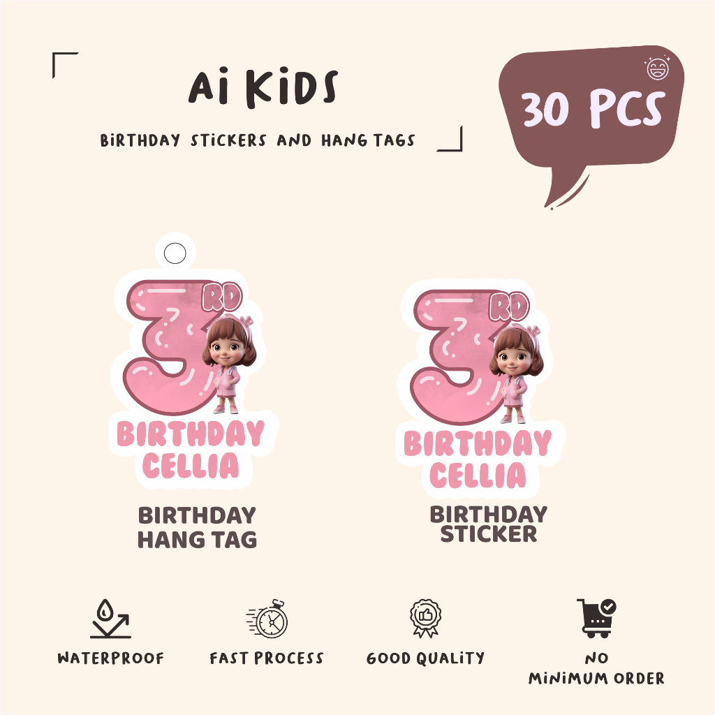 

(30pcs)diecut label hang tag AI KIDS//label tag/lucu cetak hang tag ulang tahun/label stiker diecut/murah/label ulang tahun/suvemir ultah/stiker diecut/hangtag diecut