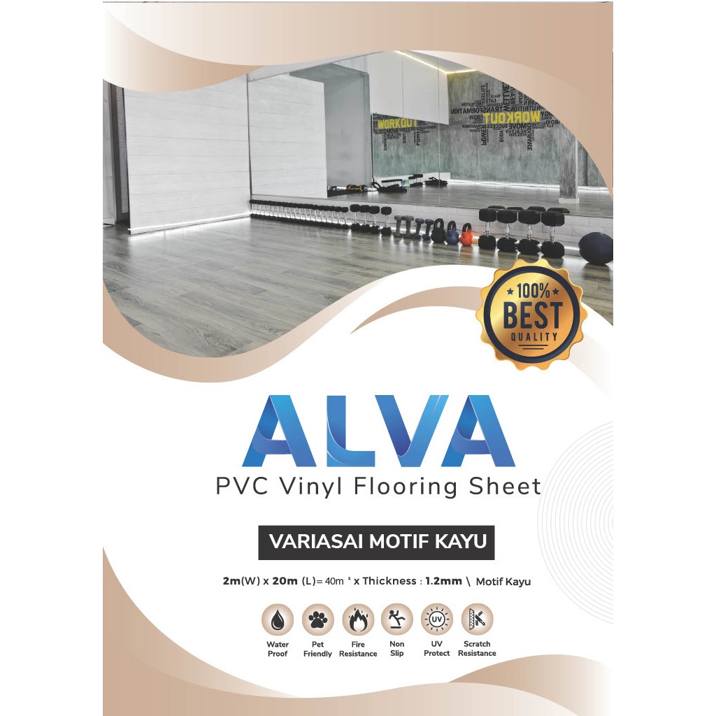 Karpet Vinyl Roll Alva Motif Kayu Tebal 1,2mm | Vinyl Lantai Meteran