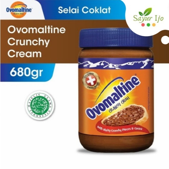 

OVOMALTINE Selai Coklat Spread Crunchy Cream 680 Gram / Botol Chocolate Jam Olesan Roti Filling Cokelat Crispy Instant