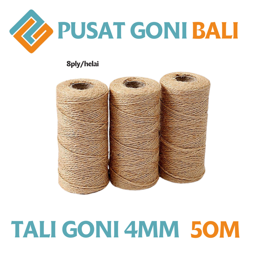

Tali Goni 8 Ply 50 Meter - Tali Rami 4MM - Tali Kado - Natural Burlap Rope - Tali Craft - Tali Garukan Kucing