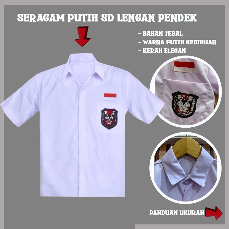 Kemeja Putih Seragam Sekolah SD Putih Anak Lengan Pendek Bahan Oxford
