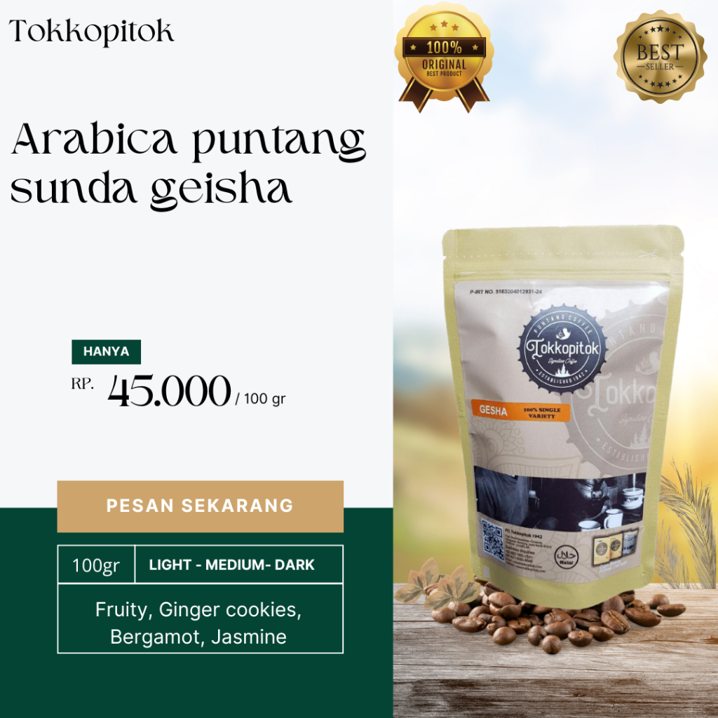 

Roasted Bean Arabika Puntang Sunda geisha Single Varietas Coffee Arabica Geisha