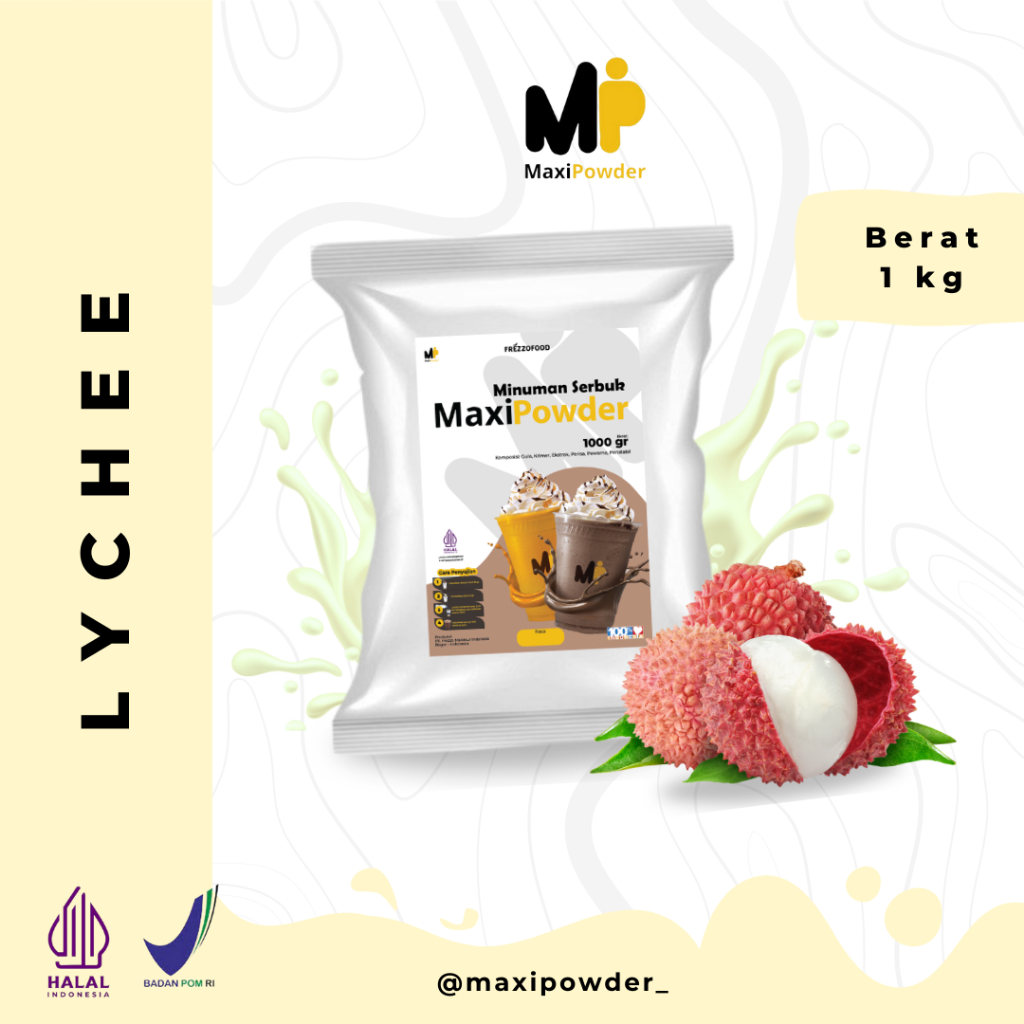 

Bubuk Minuman Rasa Lychee 1kg / Minuman Kekinian Lychee Original Termurah / MaxiPowder