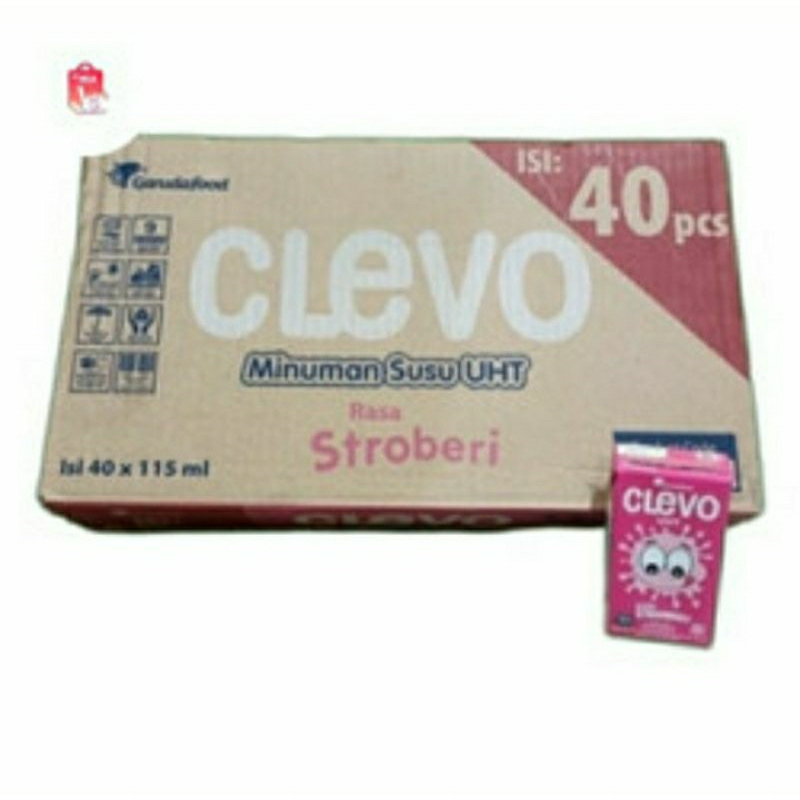 

SUSU UHT CLEVO RASA STRAWBERY 115ml ( 1 KTN ) ISI 40 PCS