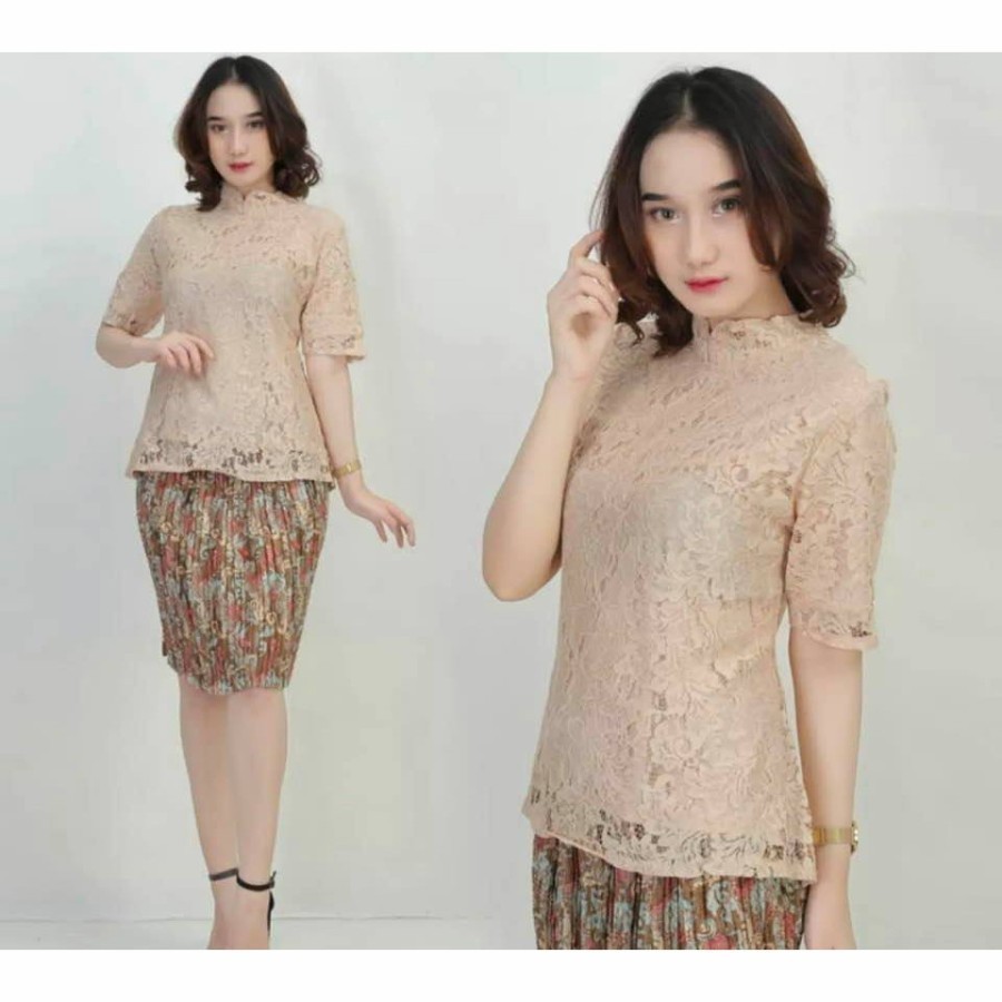 PROMO Atasan kebaya brokat lengan pendek model kerah sanghai coksu