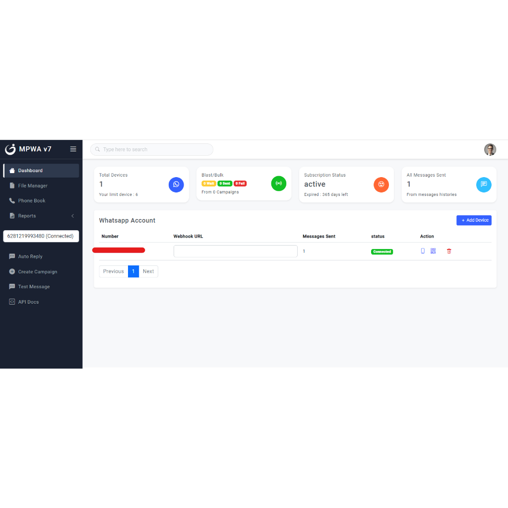 WA Sender 6 Akun WhatsApp