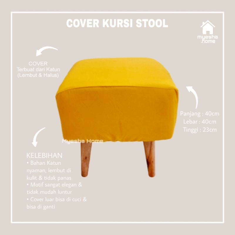 Cover Kursi Stool Kotak / Sarung Kursi Stool Kotak warna Kuning