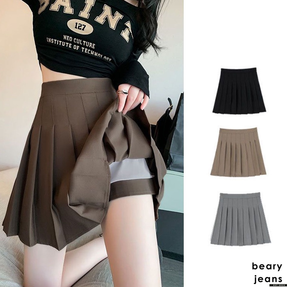 Modern BEARY JEANS BJ148  Folded Skirt Female High Waist Mini Skirt School Short Celana Rok Pendek W