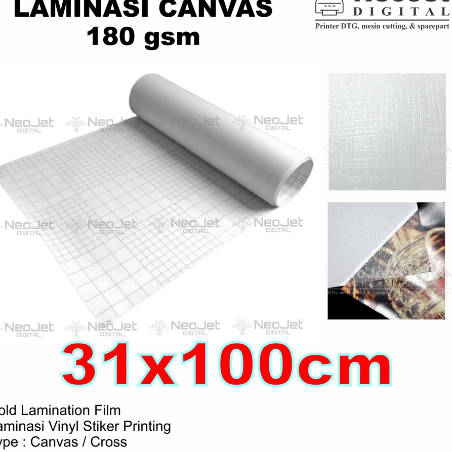 

PAKET Bahan Laminasi Dingin Canvas lebar A3 A3 31 cm panjang 1meter 1 cm Cross Kanfas Kanvas