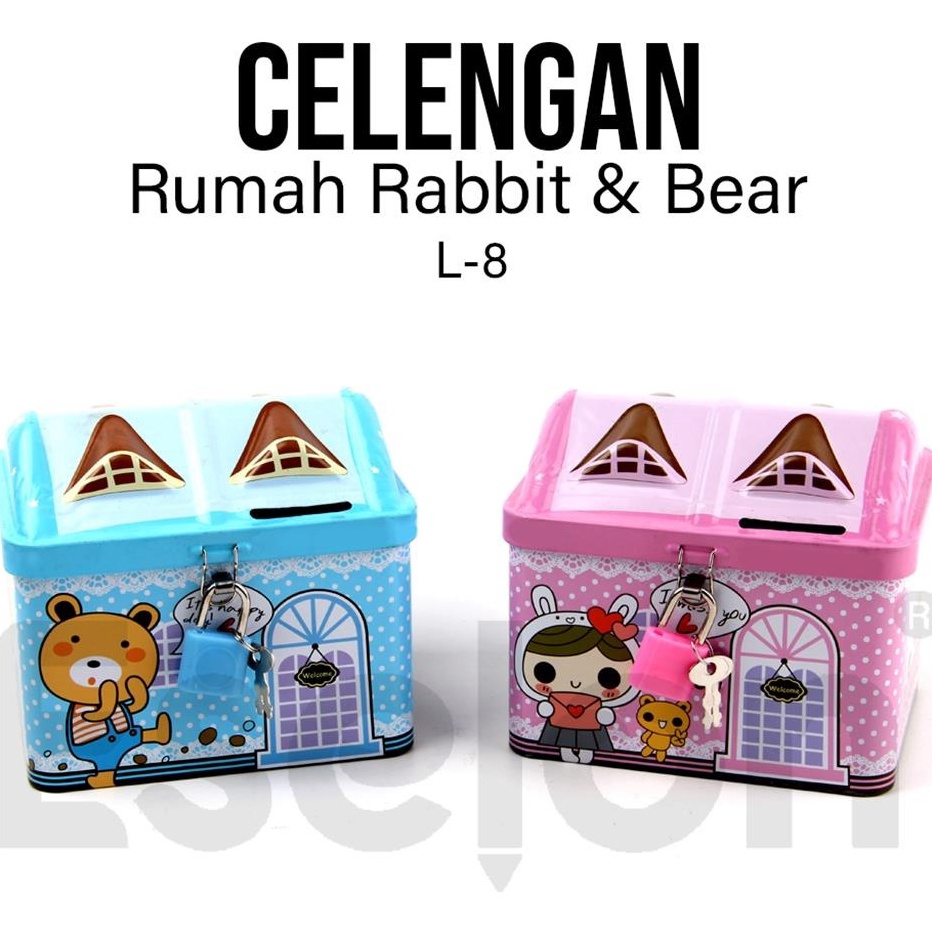 TERBATAS ESJKT Celengan Bear motif Rumah L8  Celengan fancy gembokkunci