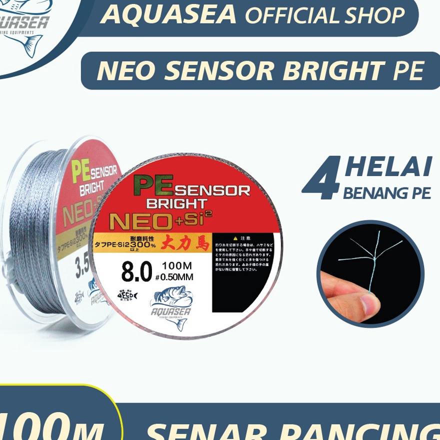 SEA  Tali Pancing 1m Senar Pancing PE Sensor Bright NEOsi2 Jepang Senar Pancing 1m Super Kuat  Tahan