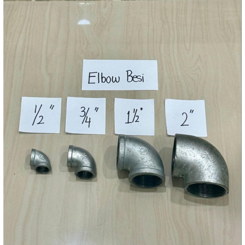 elbow galvanis 1-1/2 inchi elbow besi putih drat dalam sambungan pipa besi L 1.5 inchi 11/2inch