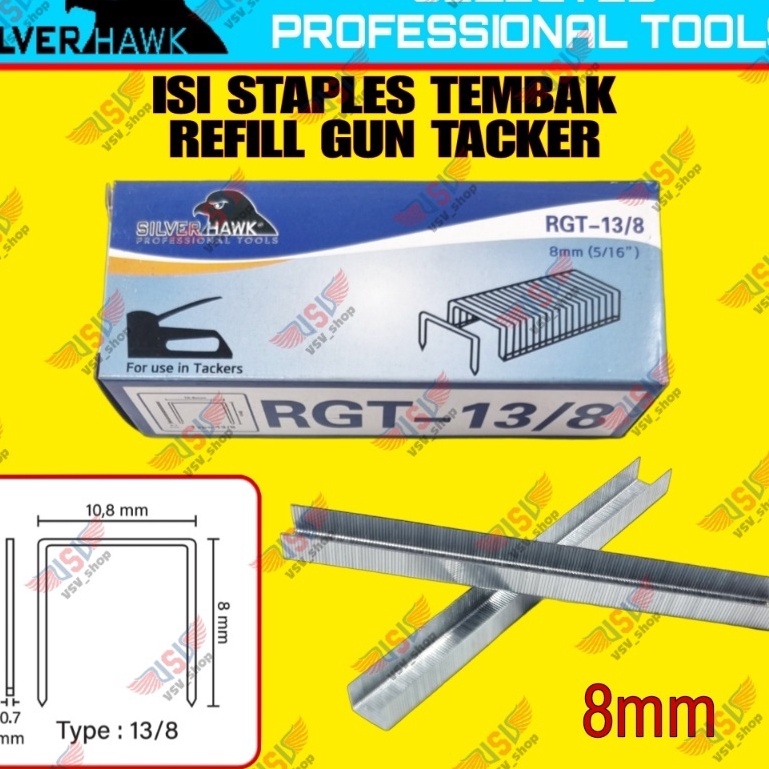 

ISI Staples 138 SilverHawk Refill Tacker Stapler Staples Jok 8mm