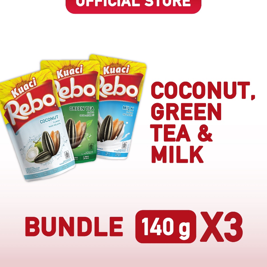 

BELI SEKARANG Rebo Kuaci Bundling 3 PCS 14 Gram Rasa Coconut Green Tea Milk
