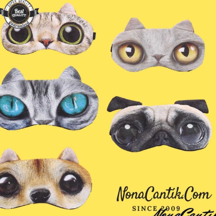 Penutup Mata Tidur anak dewasa lucu motif kucing anjing gel biru pendingin masker mata