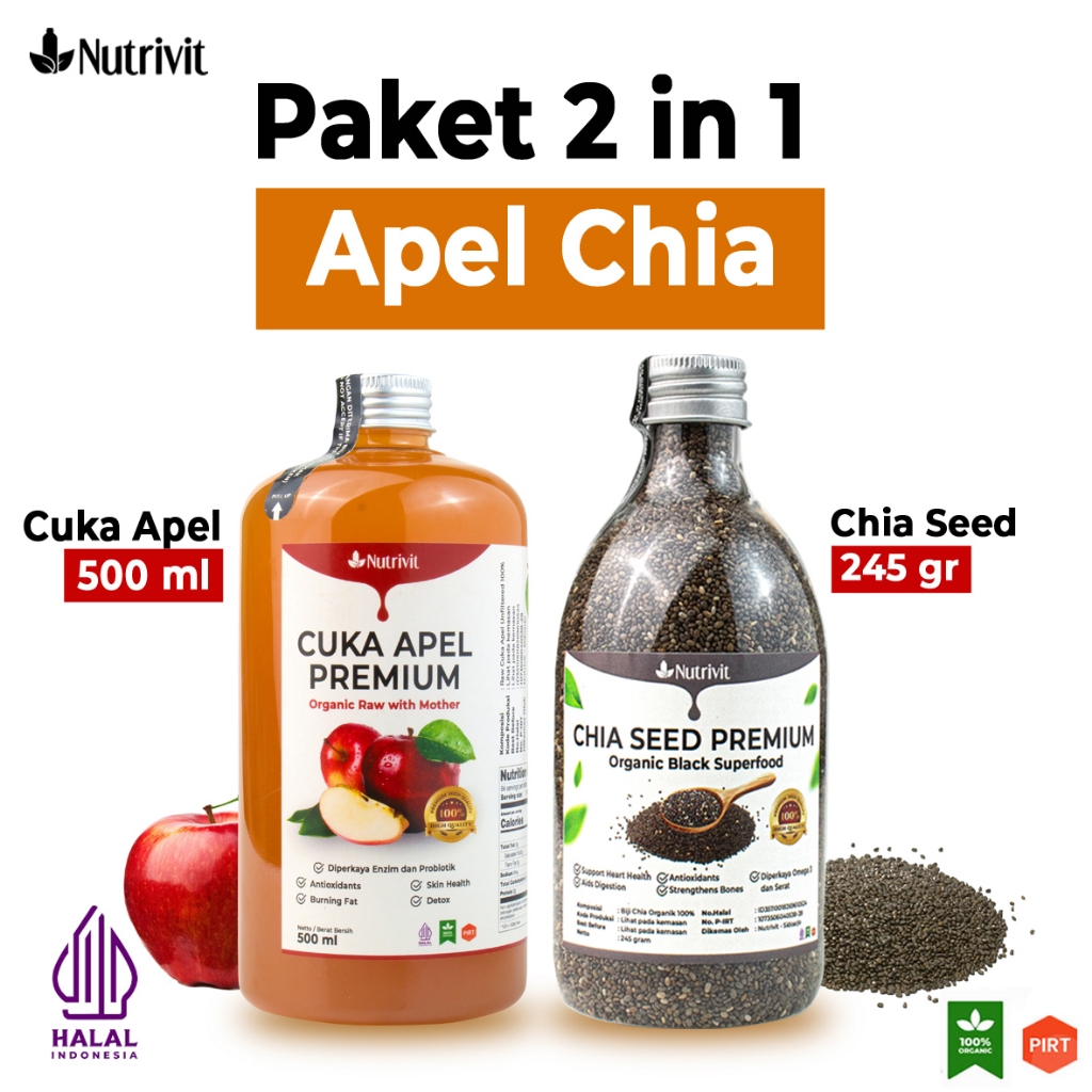 

Cuka Apel Original 500ml With Mother & Chia Seed 245gr Diet Sehat Tanpa Obat Dengan Nutrivit