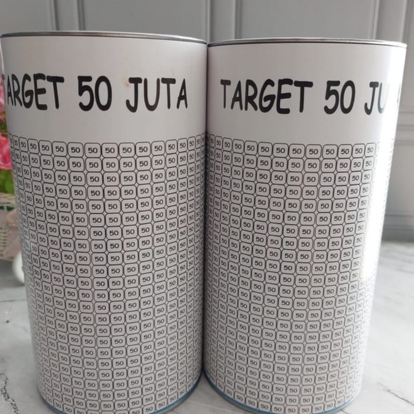 HEMAT Celengan KALENG TARGET 5 JUTA BUKA TUTUP VIRAL  CELENGAN TARGET SIZE JUMBO