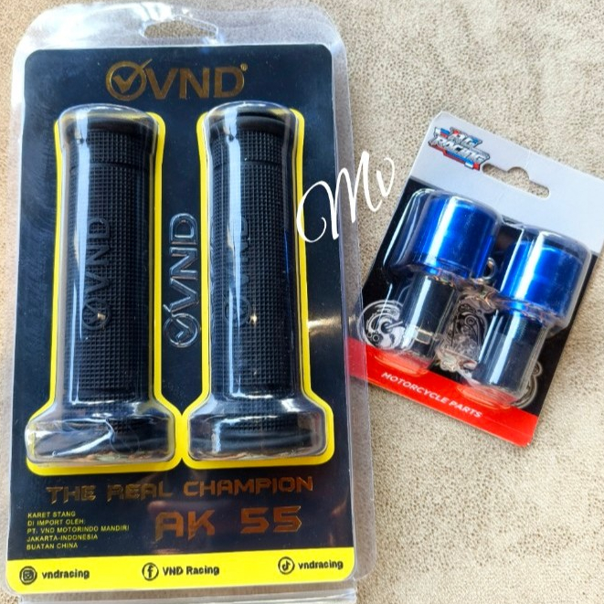 Handgrip Grip VND AK55 HITAM +Jalu Stang BIRU Grip Motor VND AK 55 plus Jalu BIRU original RG