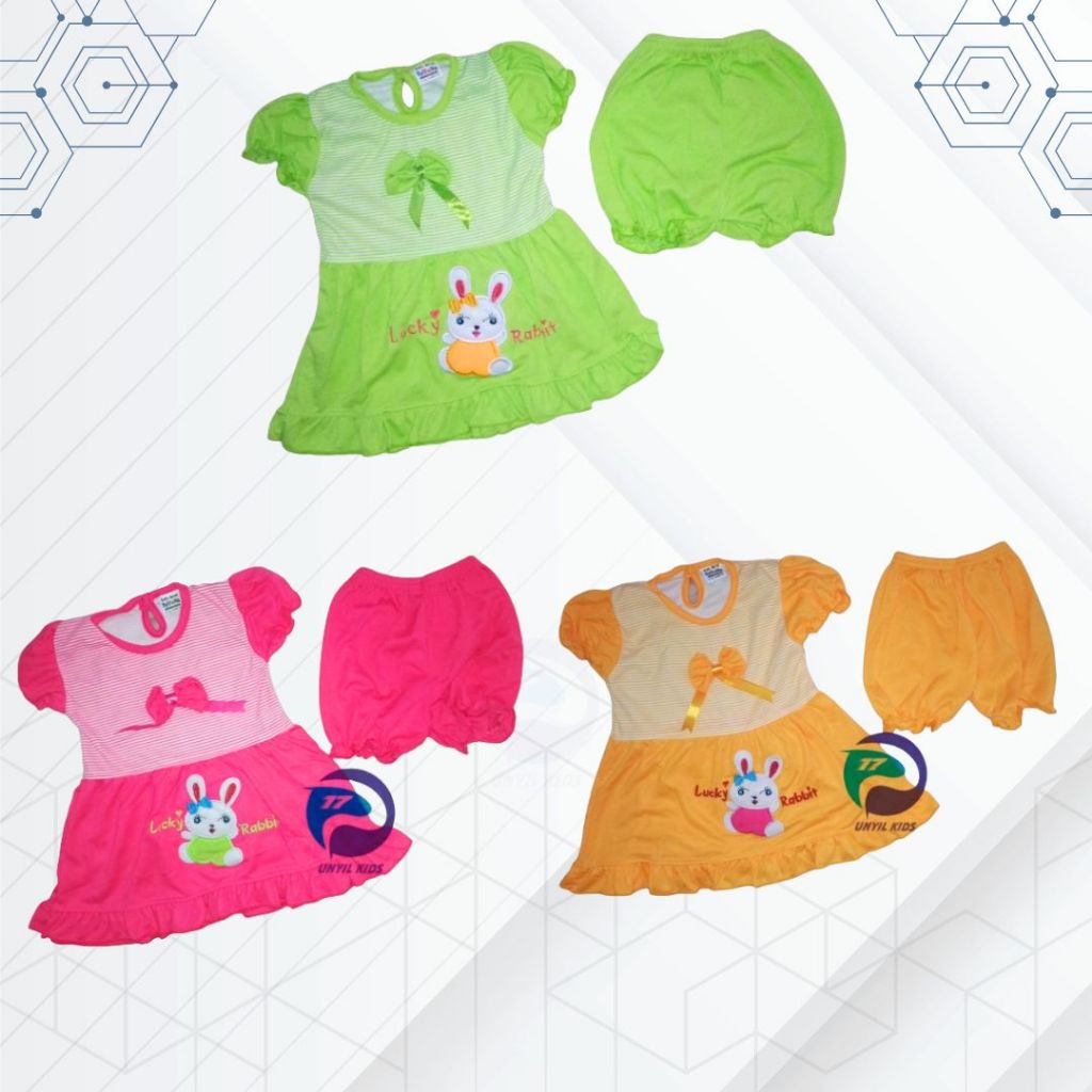 Baju Bayi Syifana Rabbit / Baju Bayi Cantik / Dress Bayi Perempuan