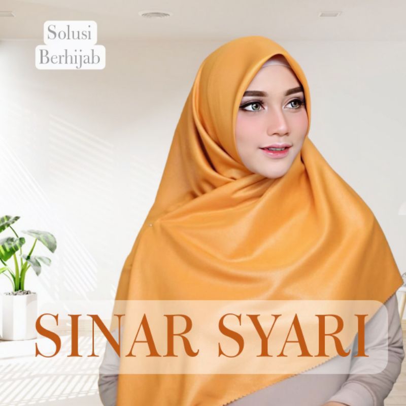 AZARA SYARI NUR SINAR LC GLosy Hijab Pesta Segiempat Polos Luxury Premium Glitter Glowing 130x130 po