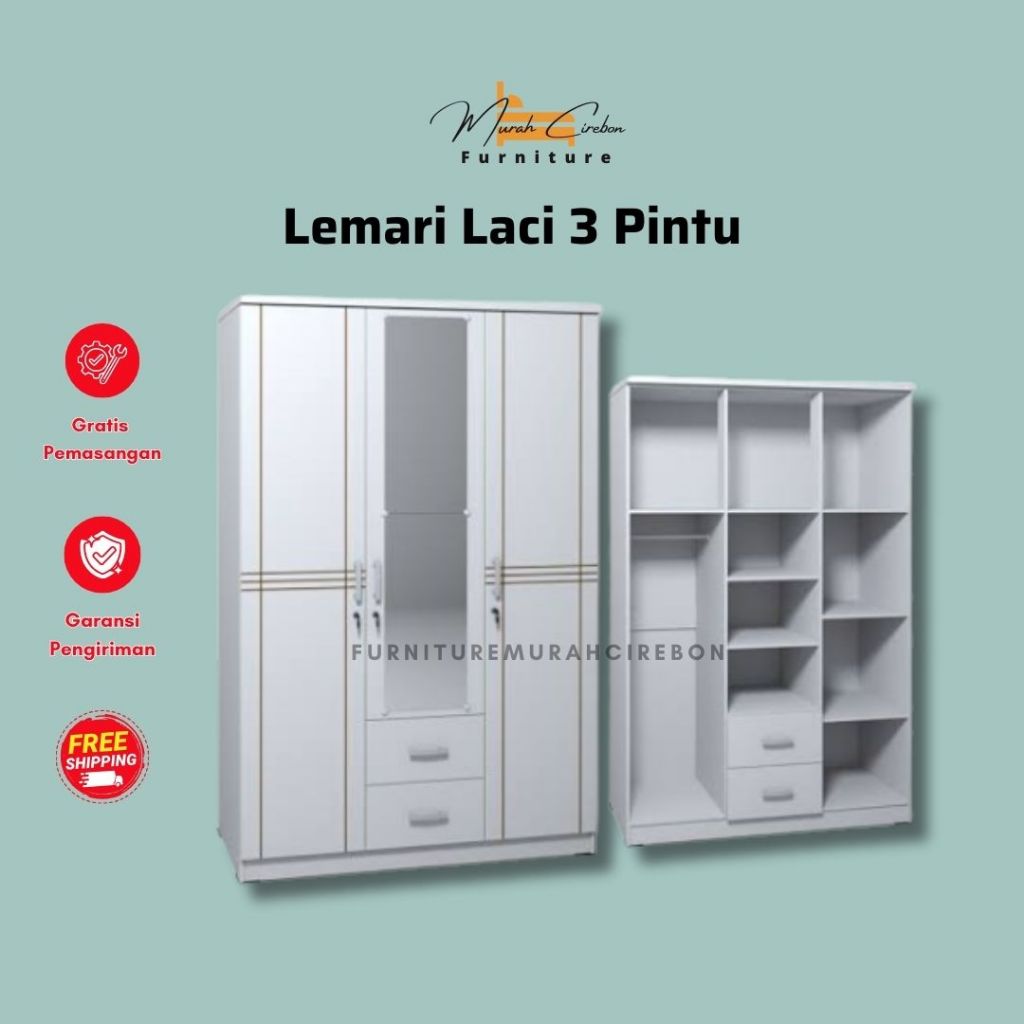 Lemari Pakaian Minimalis 3 Pintu - Lemari Baju Murah - Lemari 3 Pintu Olympic