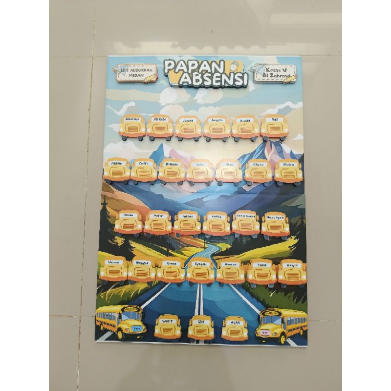 Papan Absensi Kelas 3D Bisa custom dan request design