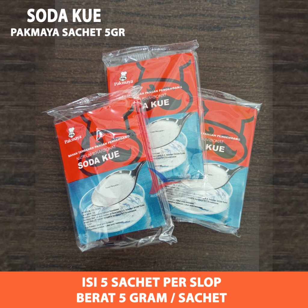 

Soda kue Pakmaya Sachet 5 gram isi 5 Sachet (1 slop)