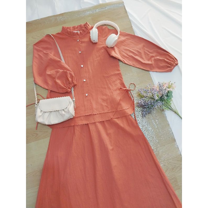 Shopatnima [Pre Order] Cyra One Set - Pakaian Wanita - One Set Wanita - One Set Linen - Baju Casual 