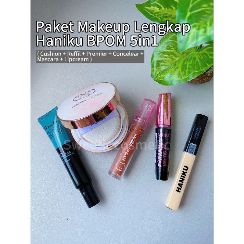Paket Makeup Set Lengkap 5in1 Haniku - Set Make up - Cushion Haniku - Refill Cushion - Premier - Con