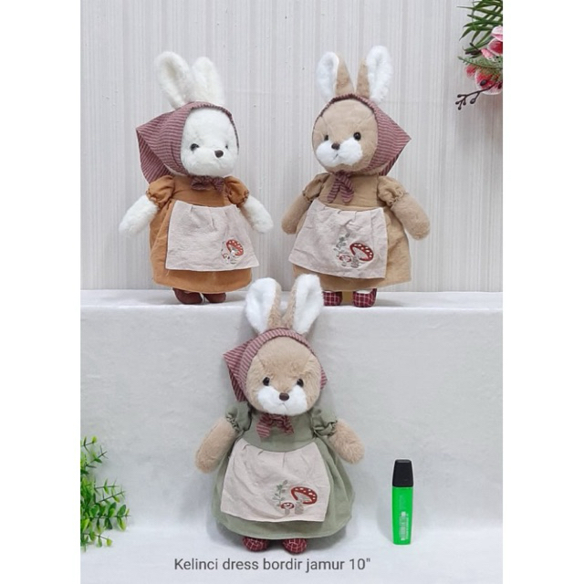 Boneka Kelinci Dress Jamur - Boneka Rabbit Dress Jamur