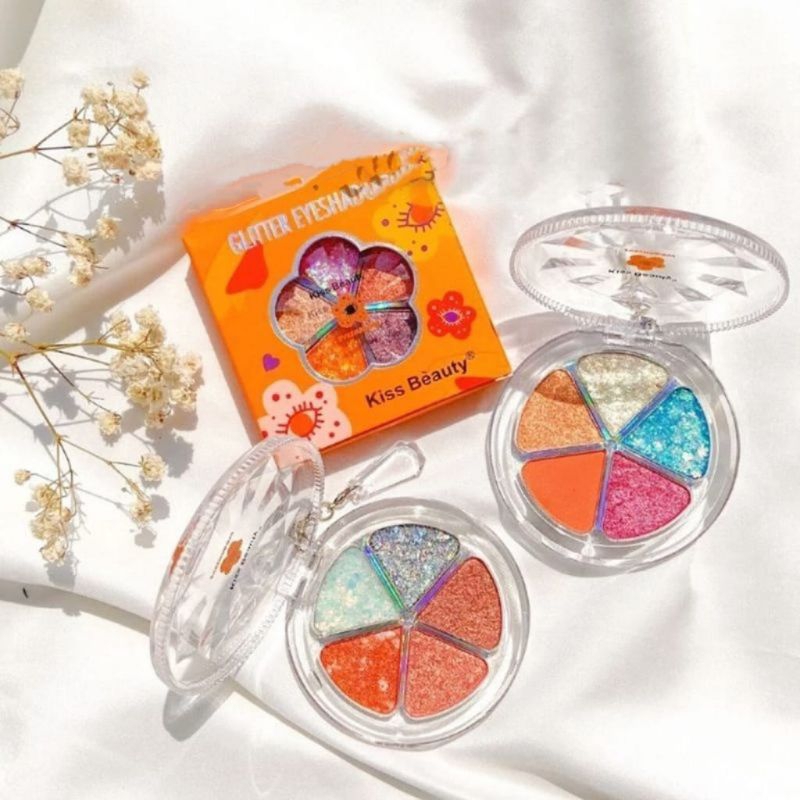 PROMO TERMURAH GLITTER KISS BEAUTY FLOWER EYESHADOW GLITTER 5 WARNA 87135